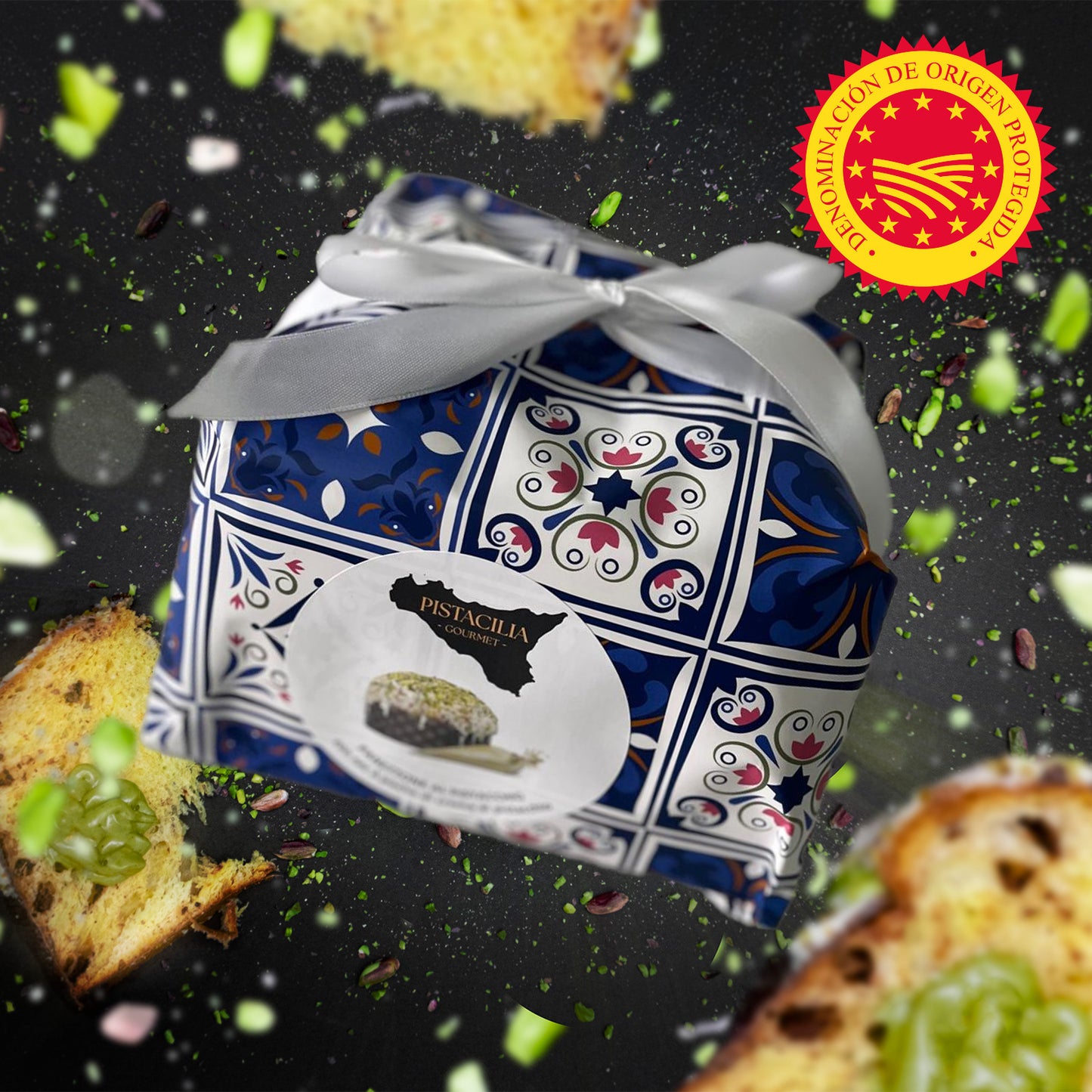 Panettone Piccolo al "Pistacho Verde de Bronte DOP" con manga pastelera