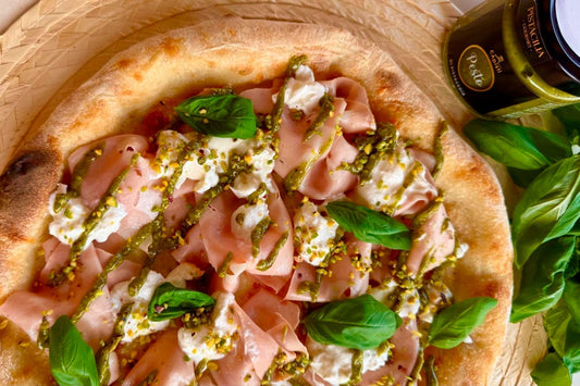 PIzza con Pesto de Pistacho Pistacilia