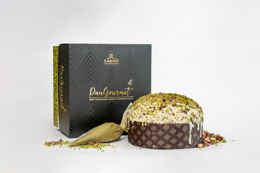 Panettone al "Pistacho Verde de Bronte DOP" con manga pastelera