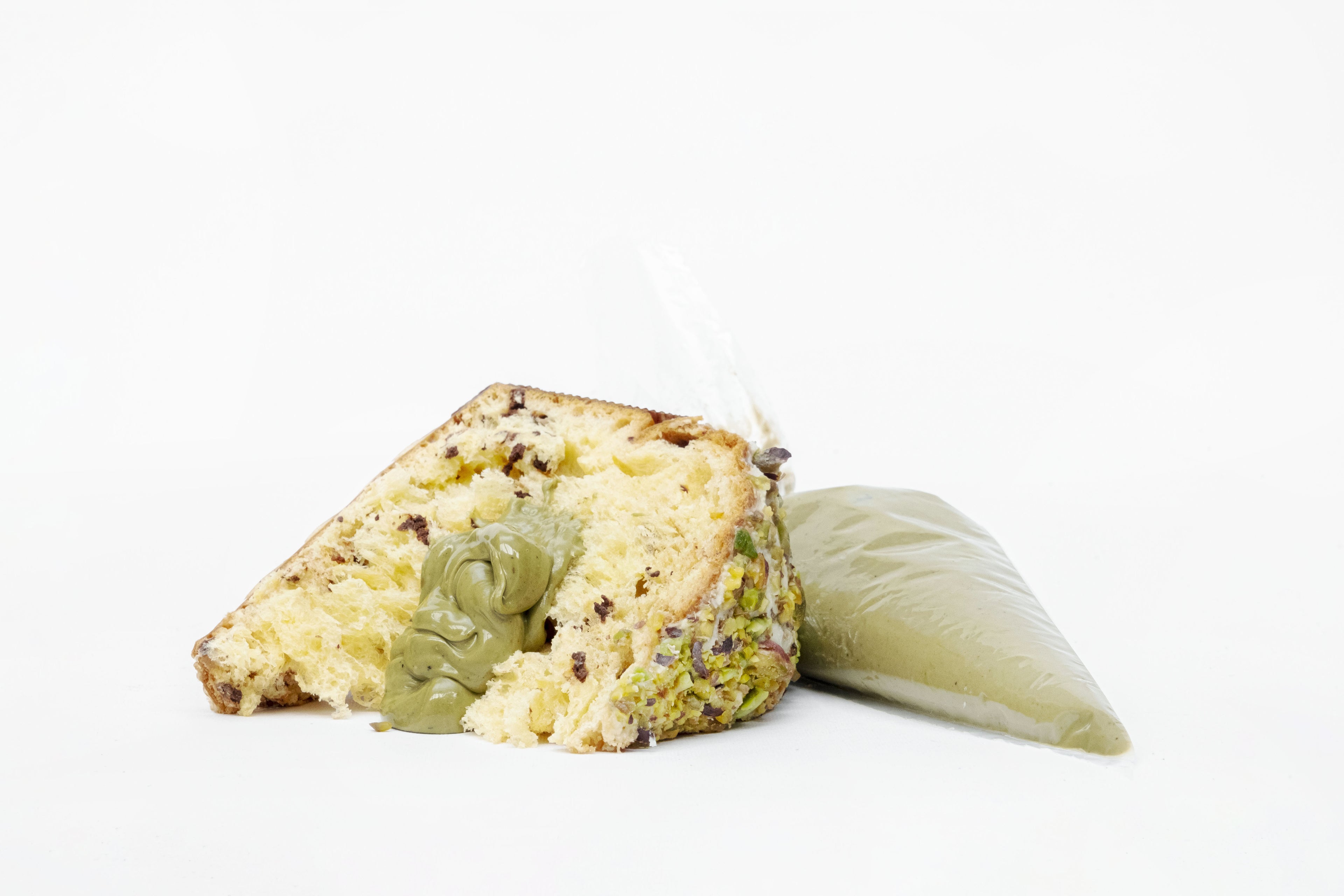Panettone al "Pistacho Verde de Bronte DOP" con manga pastelera