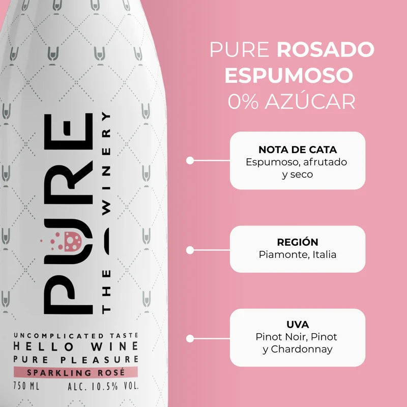 Vino Pure Espumoso Rosado 0% Azúcar (Prosecco)